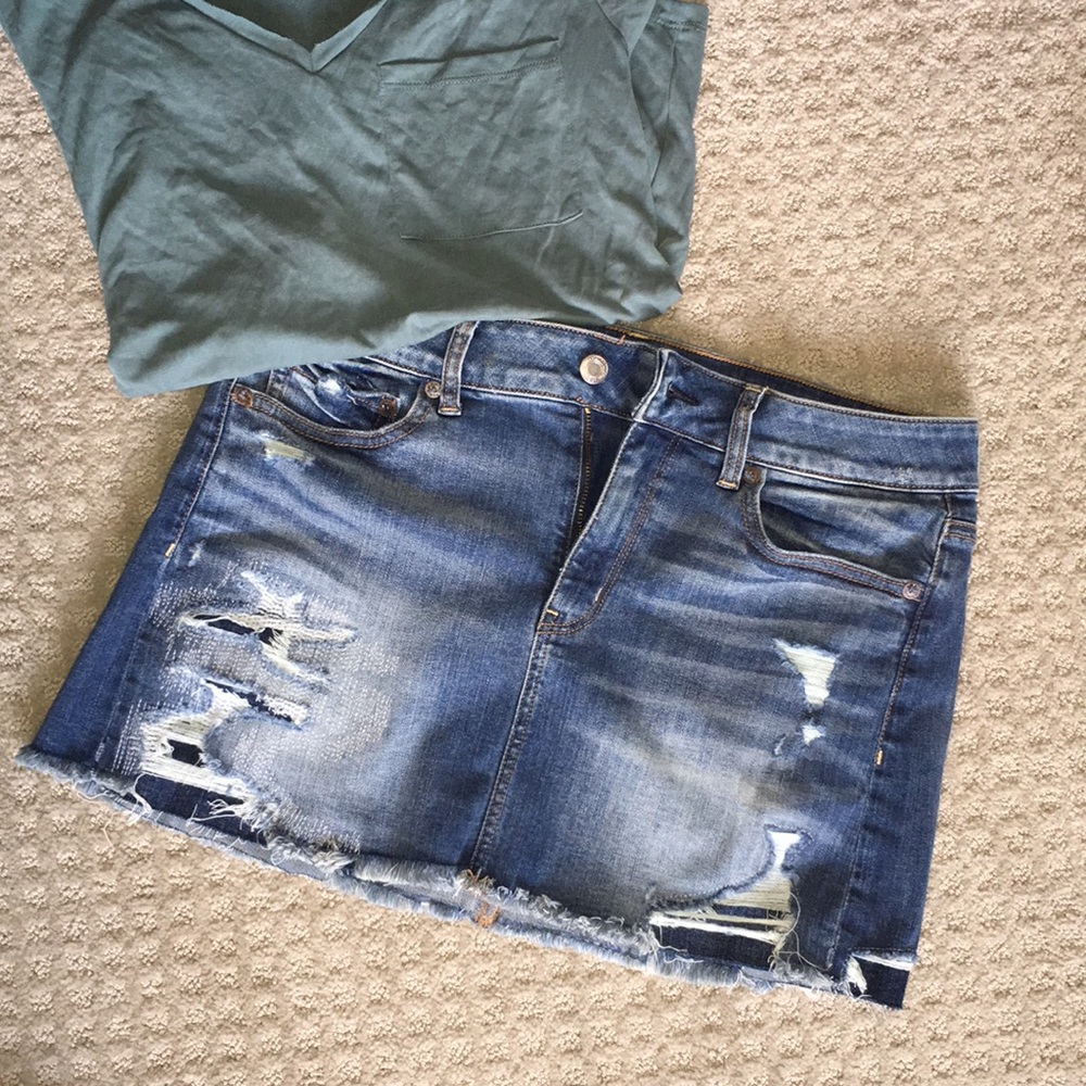 Distressed Jean Skirt